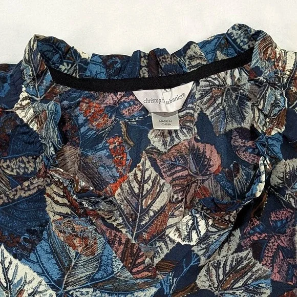 Christopher & Banks Tunic Womens L Paisley Forest Core Boho‎ Vintage Academia - Picture 3 of 11